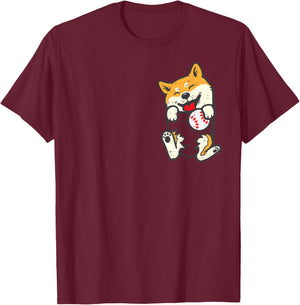 Pocket Shiba Inu Feet Baseball Japanese Dog Men Women Kids T-Shirt - T-Shirt | Maroon