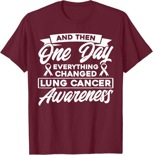 Everything Has Changed Lung Cancer Awareness T-Shirt - T-Shirt | Maroon