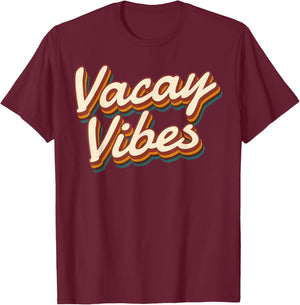 Vacay Vibes Vintage Men Women Kids Summer Cruise Vacation T-Shirt - T-Shirt | Maroon