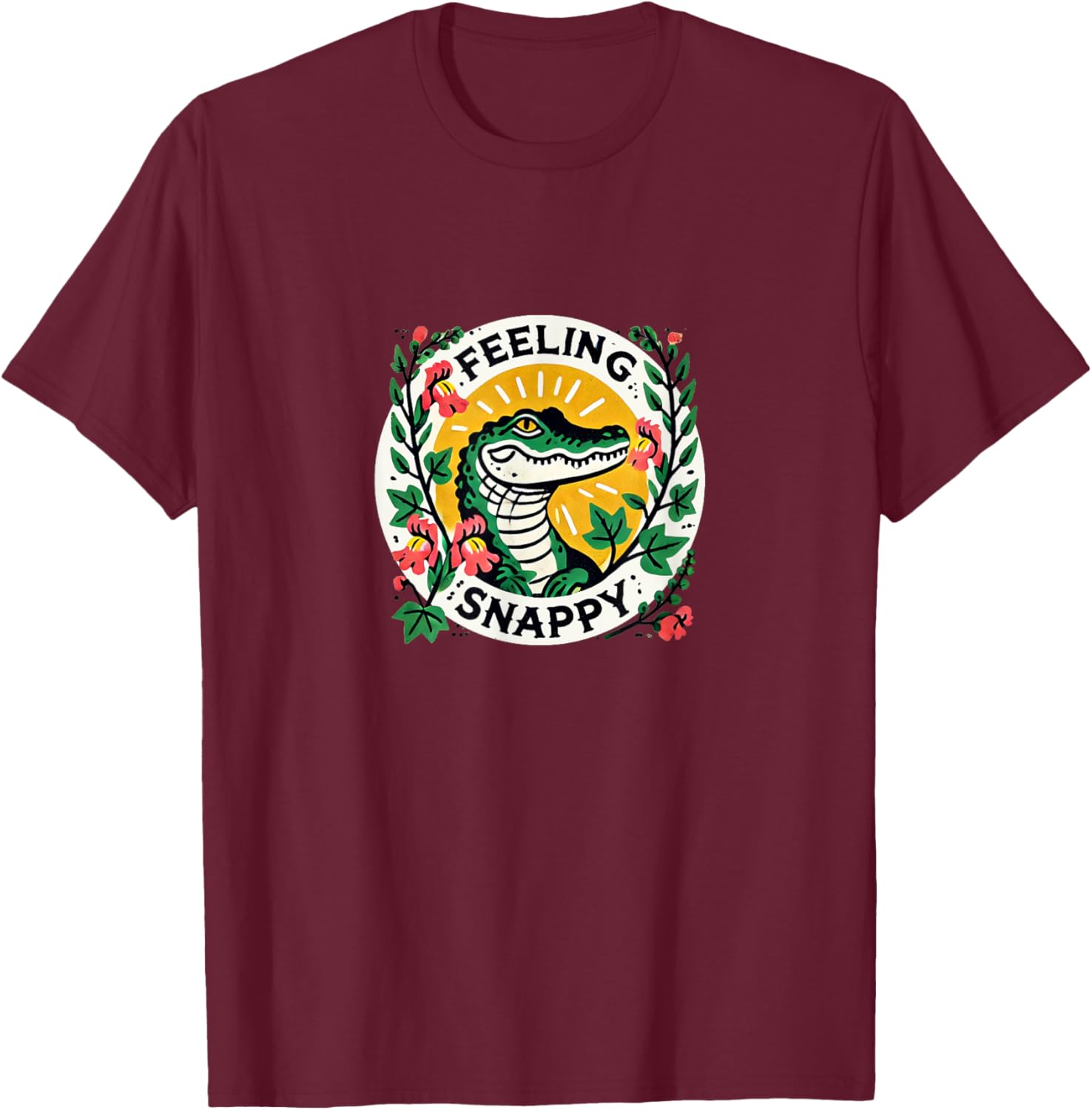 Feeling Snappy Alligator Art T-Shirt - T-Shirt | Maroon