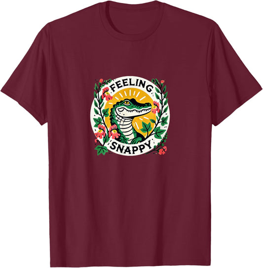 Feeling Snappy Alligator Art T-Shirt - T-Shirt | Maroon