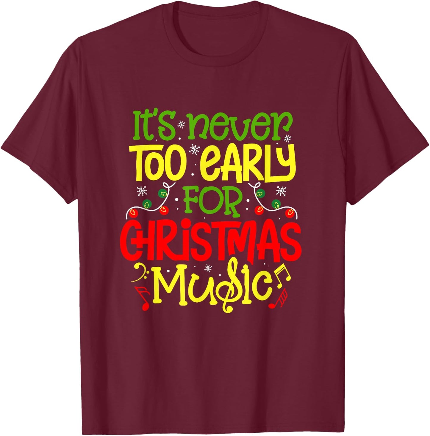 Christmas Music Musician Holiday Season Winter Music Teacher Men Women T-Shirt - T-Shirt | Maroon