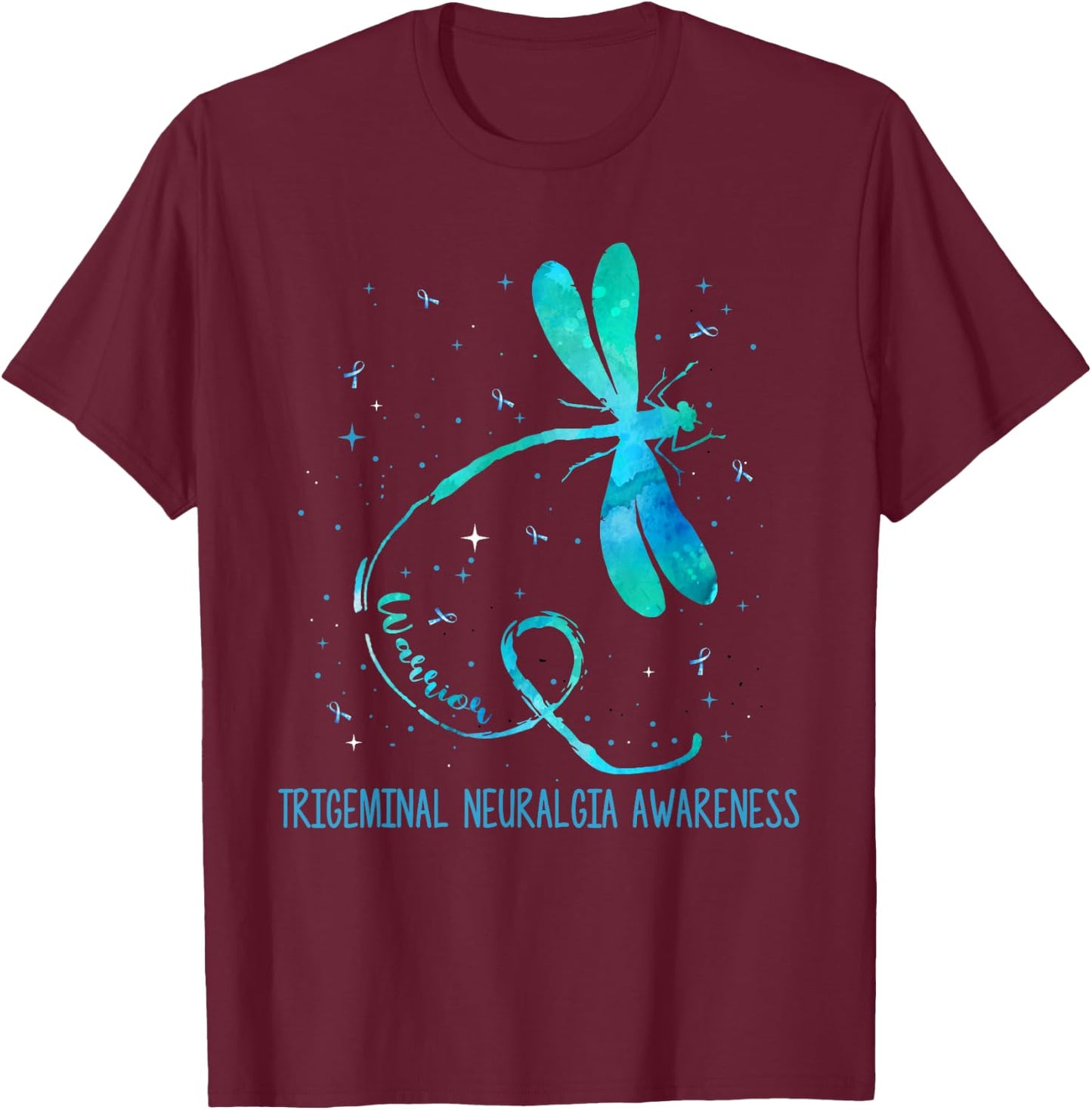 Ki Trigeminal Neuralgia Awareness Costume Dragonfly Ribbon T-Shirt - T-Shirt | Maroon