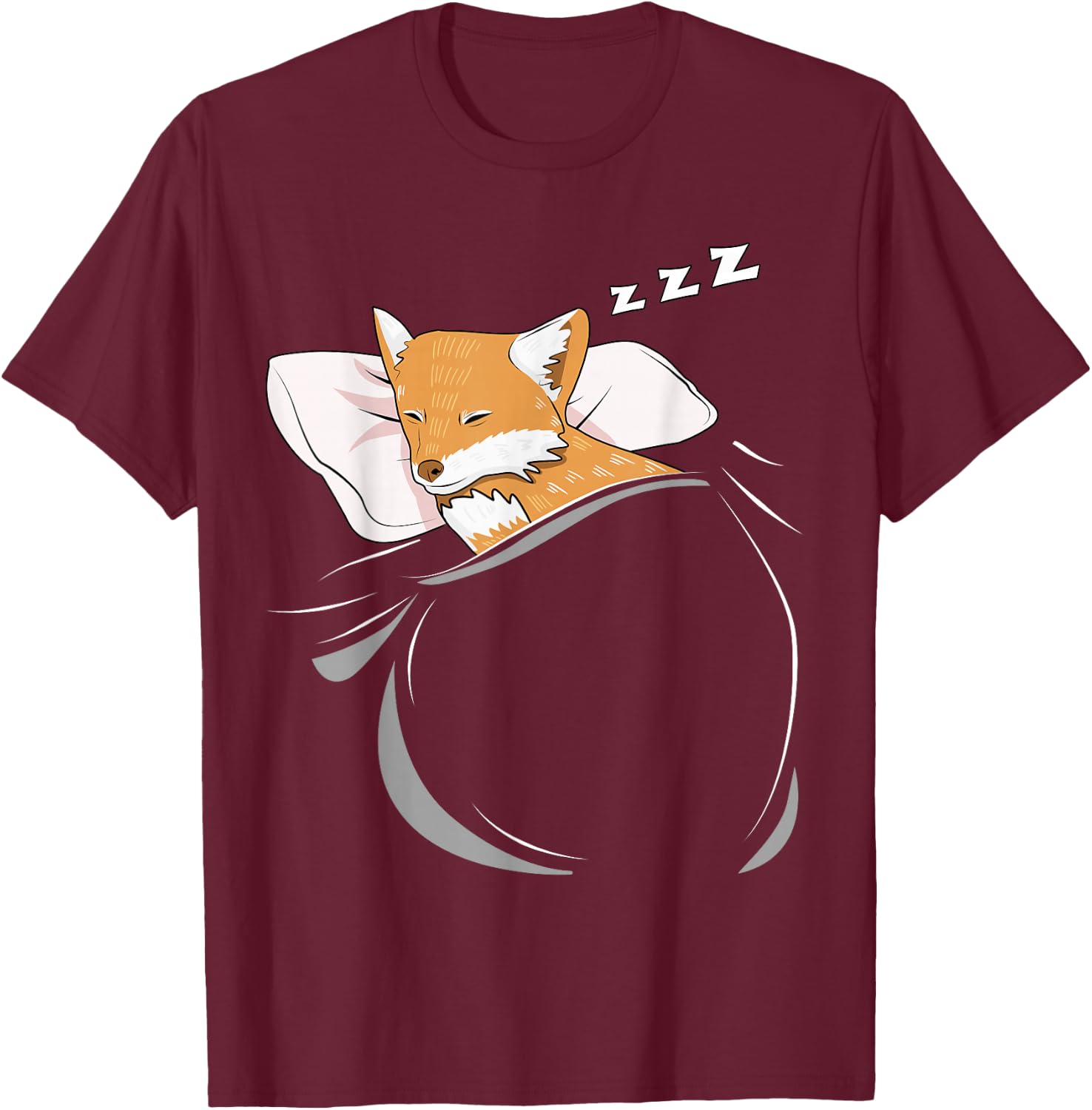 Fox Sleeping Animal Pajamas Nap PJs Outfit Gift Fox T-Shirt - T-Shirt | Maroon