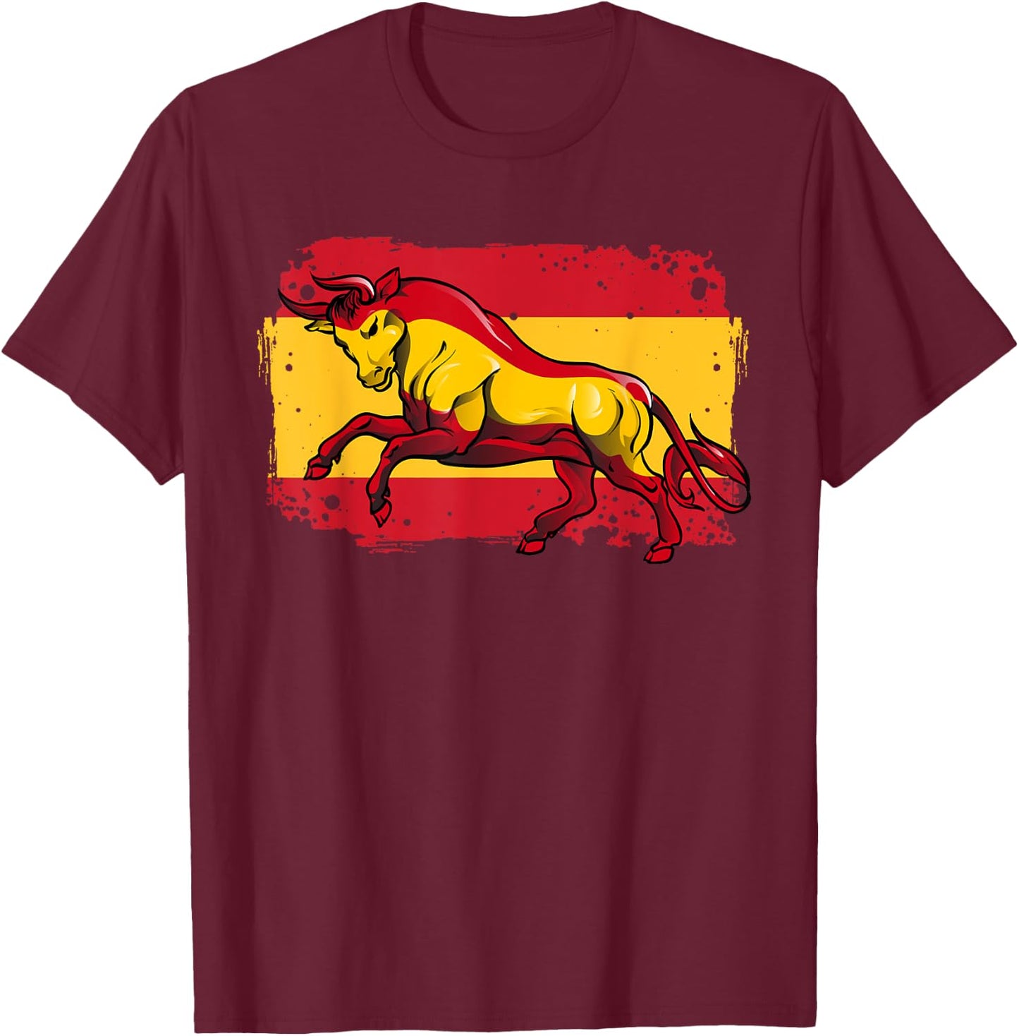 Spanish Bull | Proud Spaniard | Spain Flag Toro Español T-Shirt - T-Shirt | Maroon