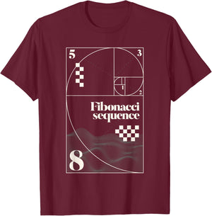 Fibonacci Sequence Golden Ratio Mathematics T-Shirt - T-Shirt | Maroon