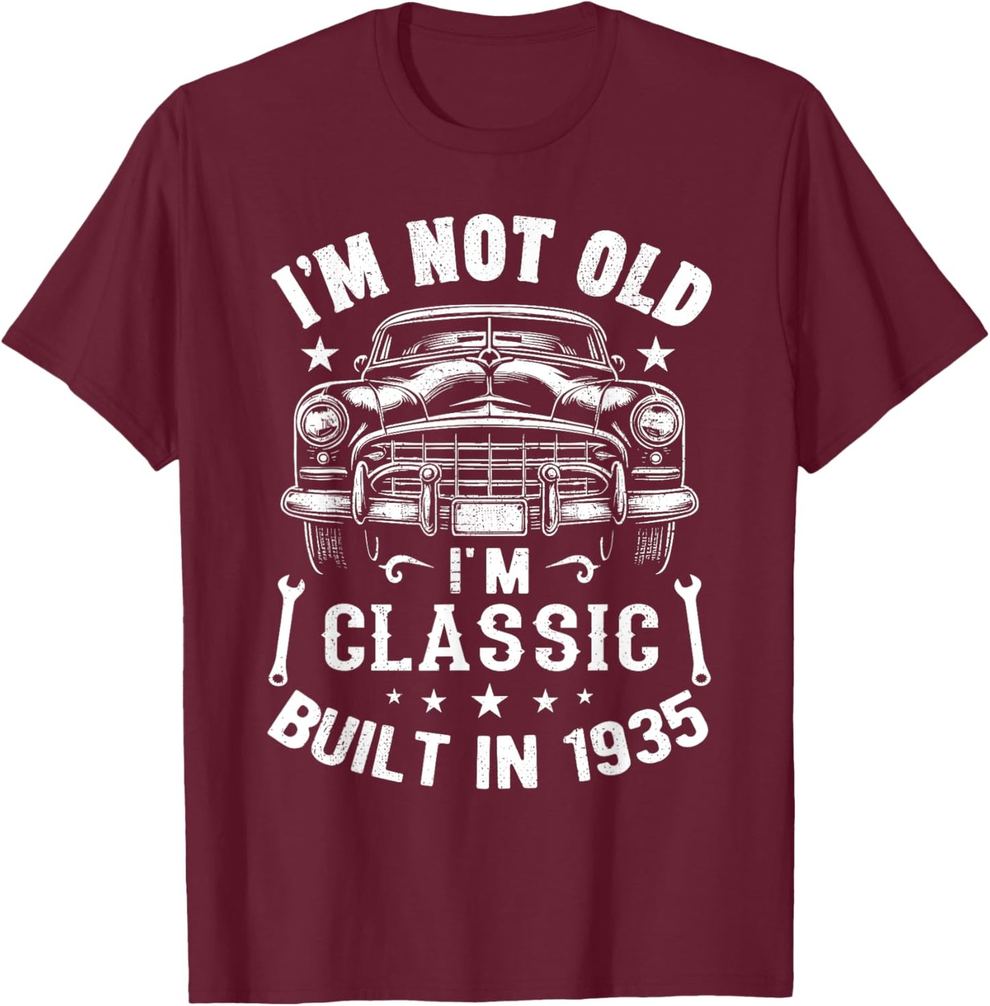 I'm Not Old I'm A Classic Born 1935 Car Graphic Birthday T-Shirt - T-Shirt | Maroon