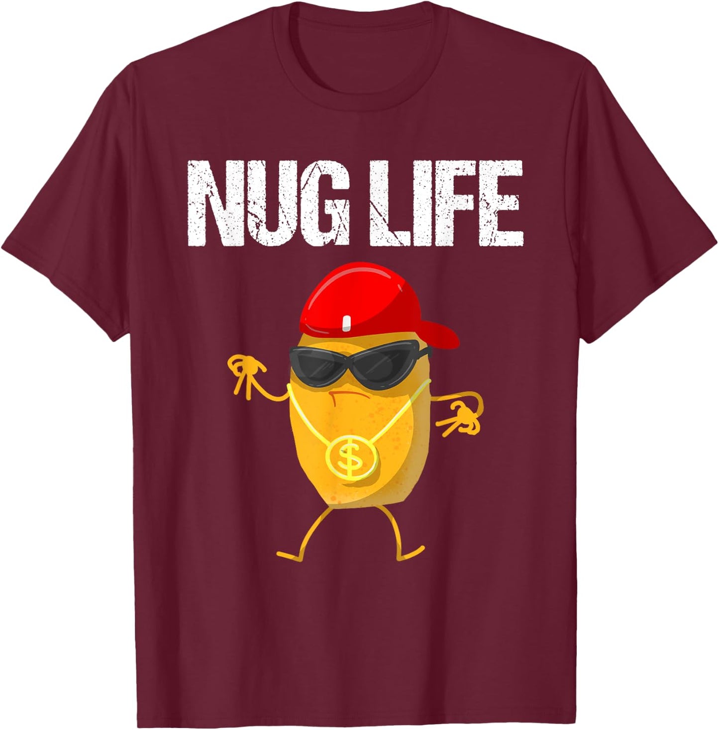 Cool Chicken Nugget Art For Boys Kids Chicken Nugget Lover T-Shirt - T-Shirt | Maroon