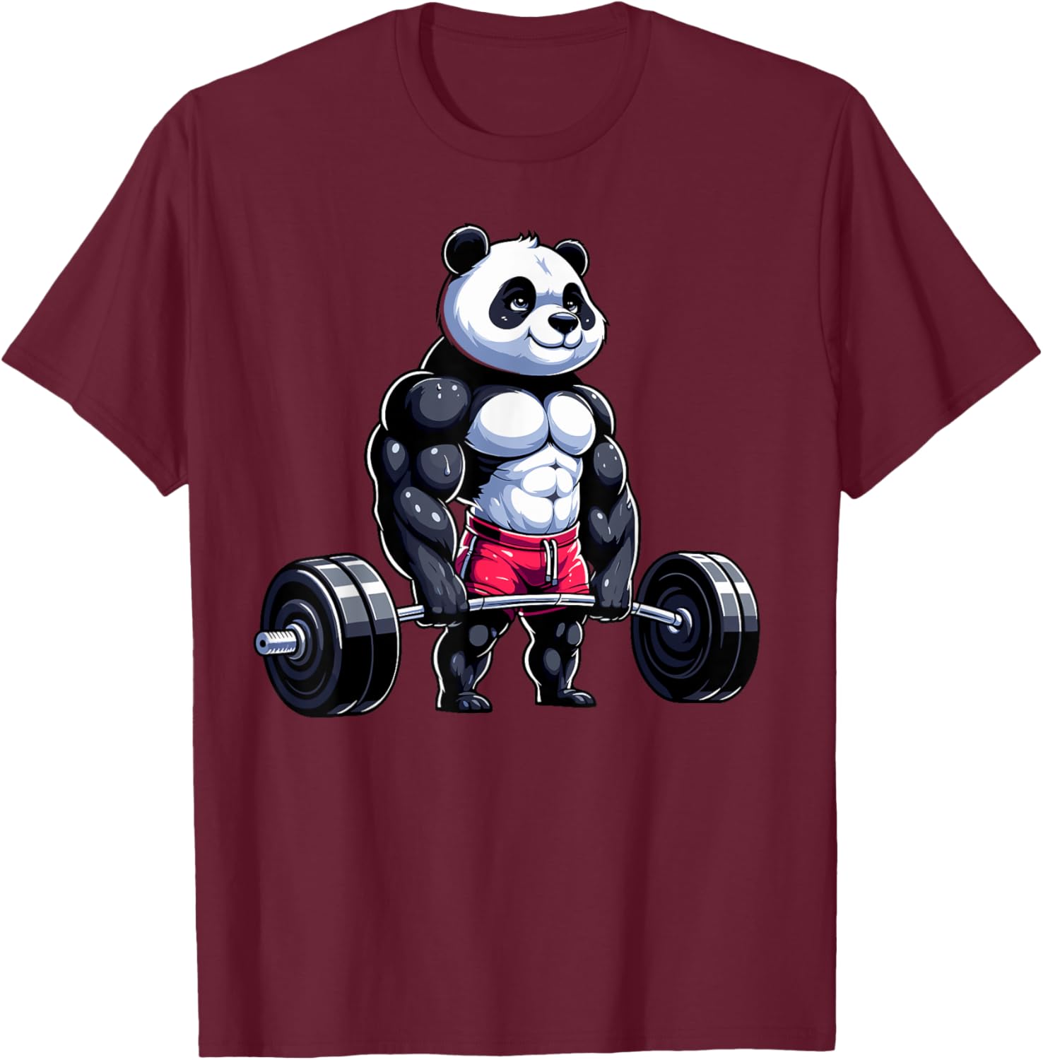 Funny Gym Panda Bodybuilder Weightlifting Motivational T-Shirt - T-Shirt | Maroon