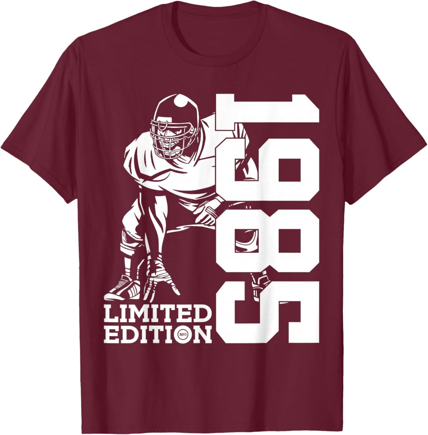 40th BIRTHDAY FOOTBALL LIMITED EDITION 1985 FOOTBALL T-Shirt - T-Shirt | Maroon