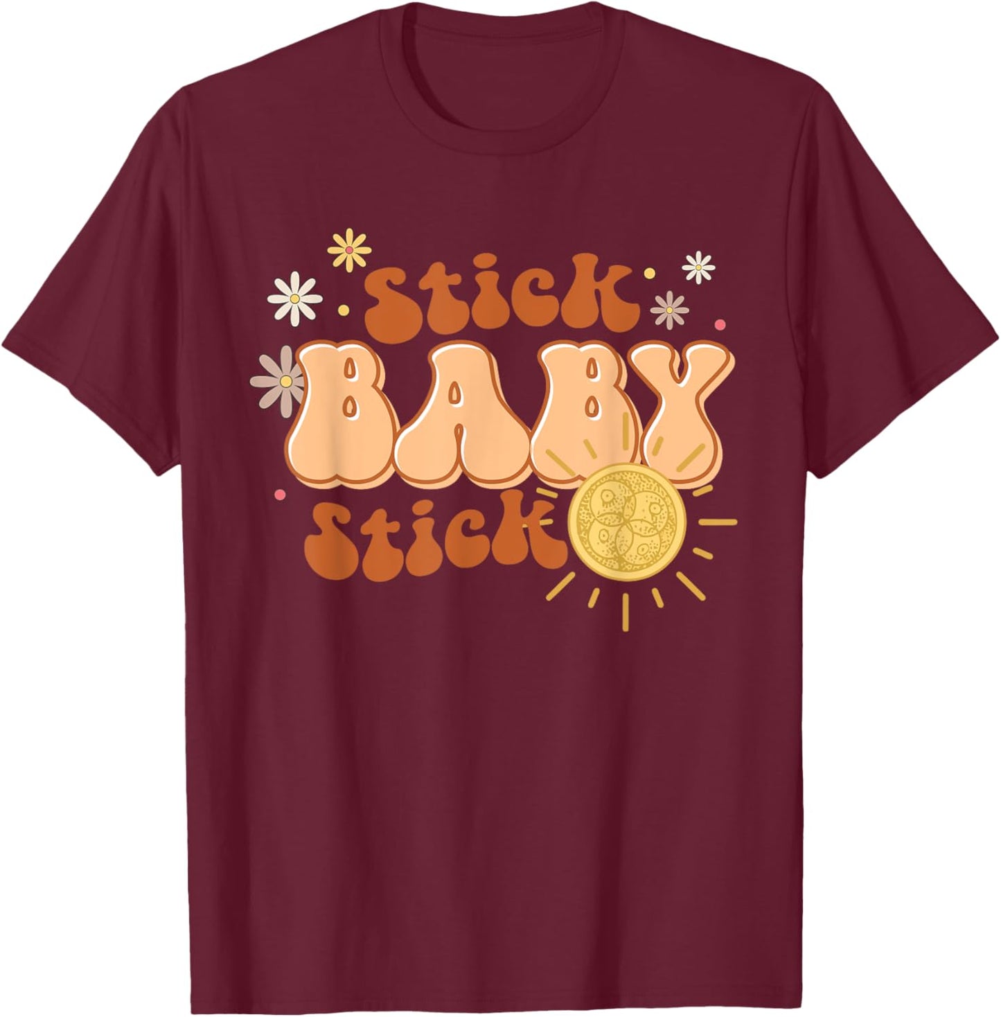 Retro Stick Baby Stick Funny IVF Transfer Day IVF Couple T-Shirt - T-Shirt | Maroon
