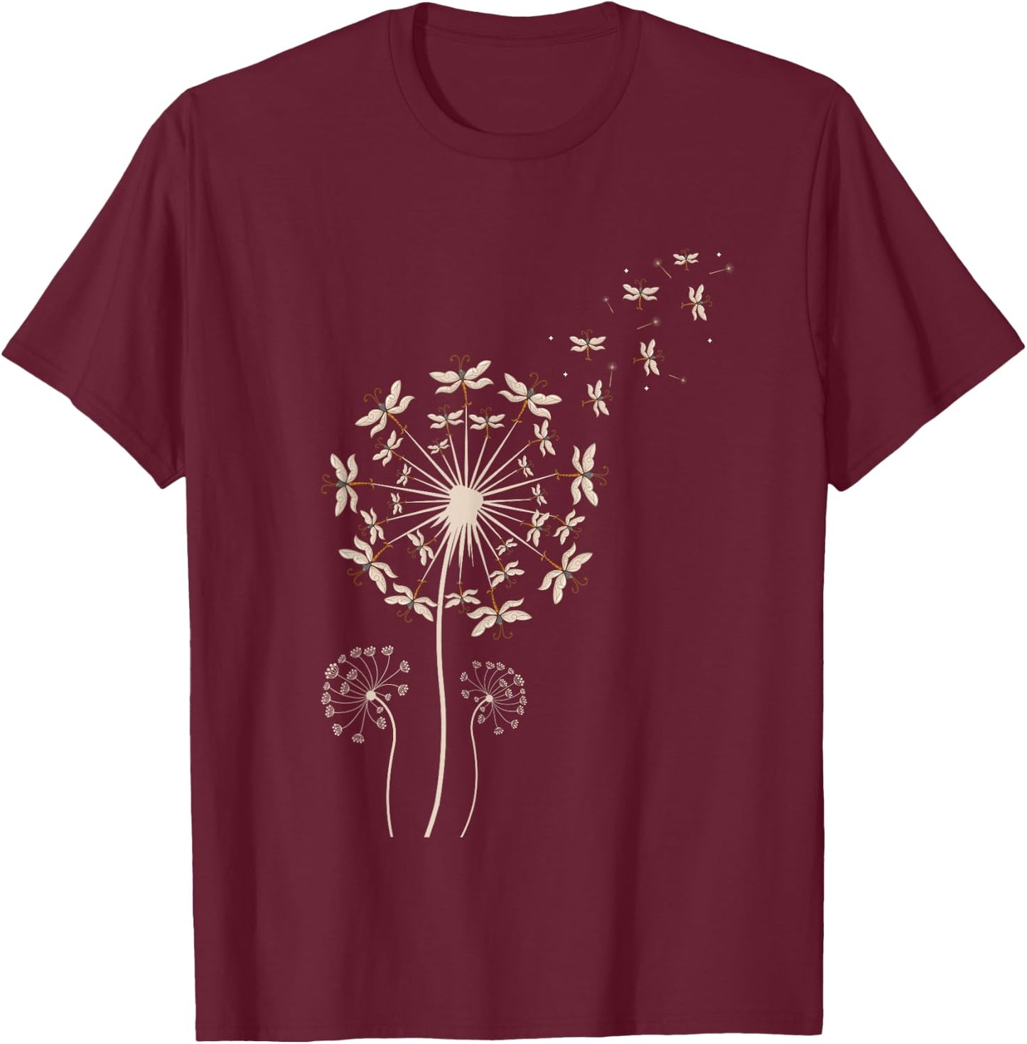 Dragonfly Dandelion T-Shirt - T-Shirt | Maroon
