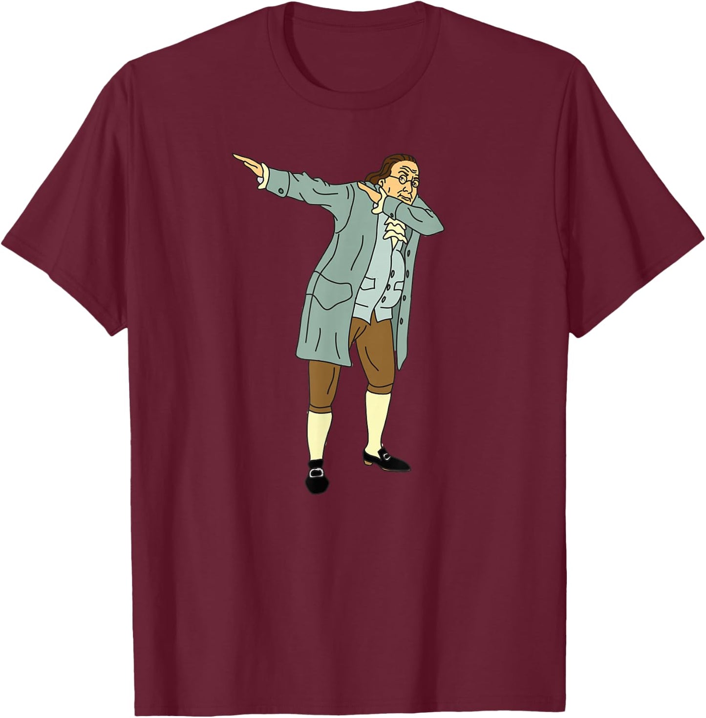 Founding Father 100 Dollar Bill Dabbing Benjamin Franklin T-Shirt - T-Shirt | Maroon