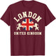 Vintage London United Kingdom UK Union Jack England Souvenir T-Shirt - T-Shirt | Maroon