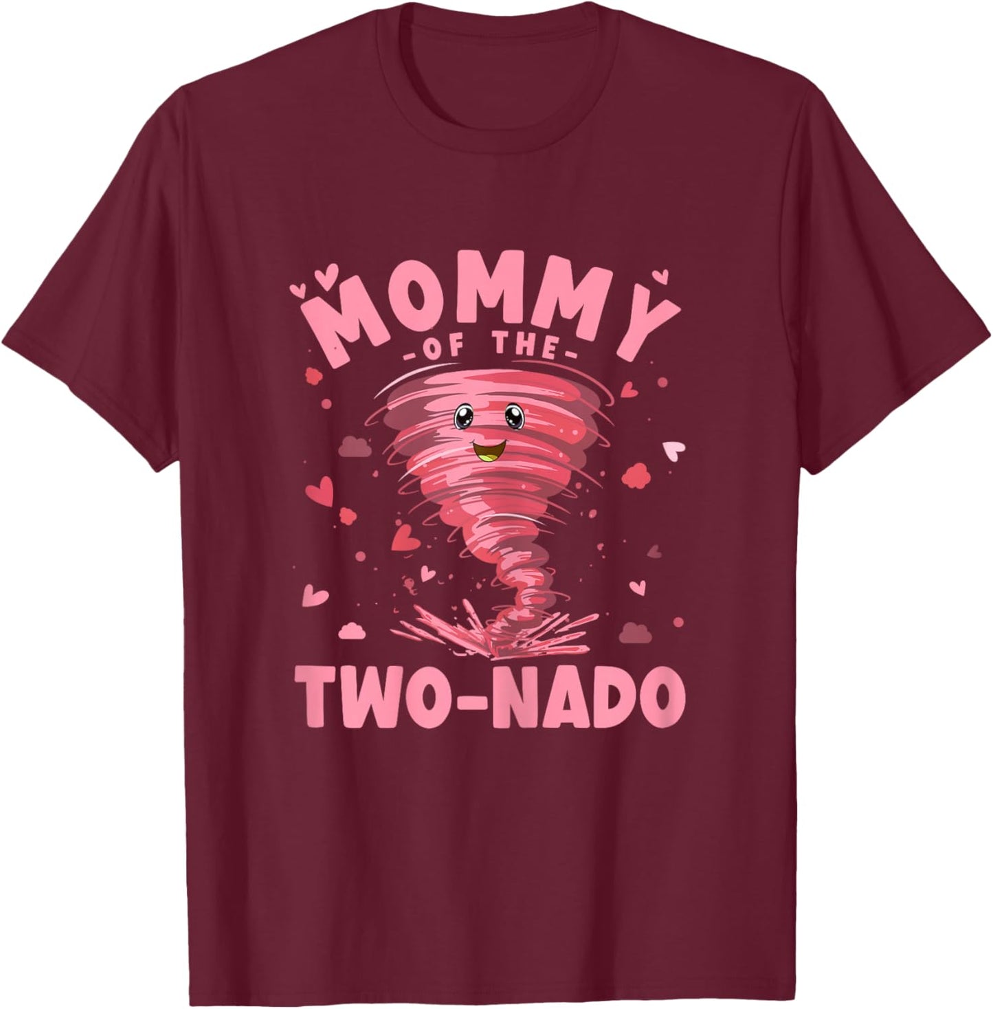 Mommy of the Two-Nado | Party 2nd Birthday | Tornado Mom T-Shirt - T-Shirt | Maroon