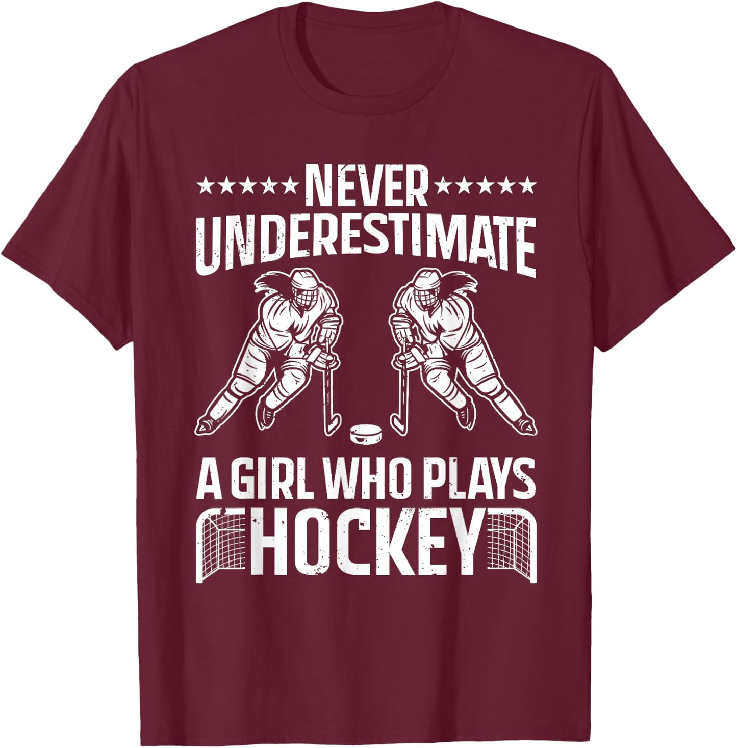 Funny Hockey Art For Girls Women Field Hockey Player Sport T-Shirt - T-Shirt | Maroon