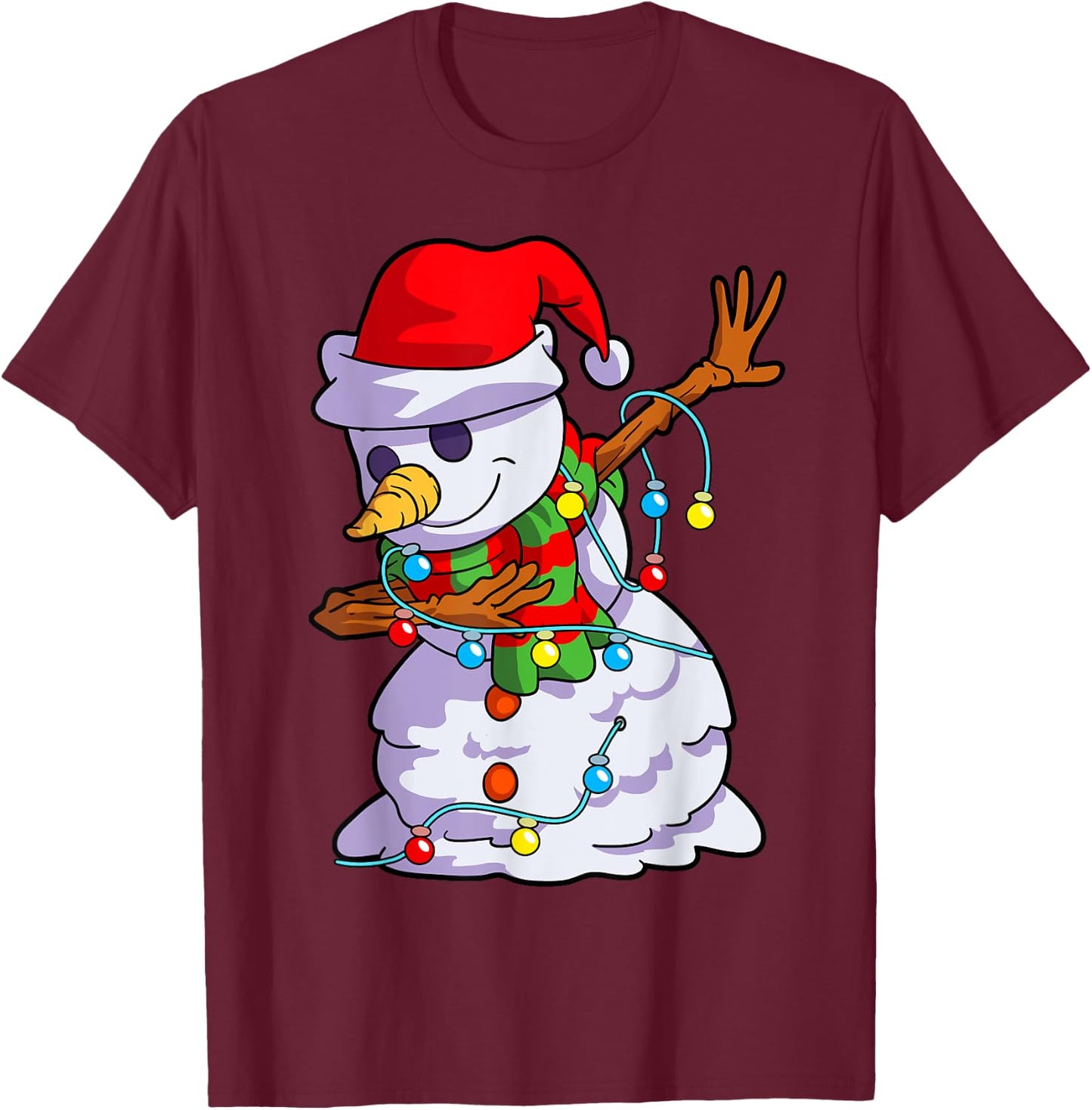 Christmas Dabbing Snowman Kids Girls Boys Matching Family T-Shirt - T-Shirt | Maroon