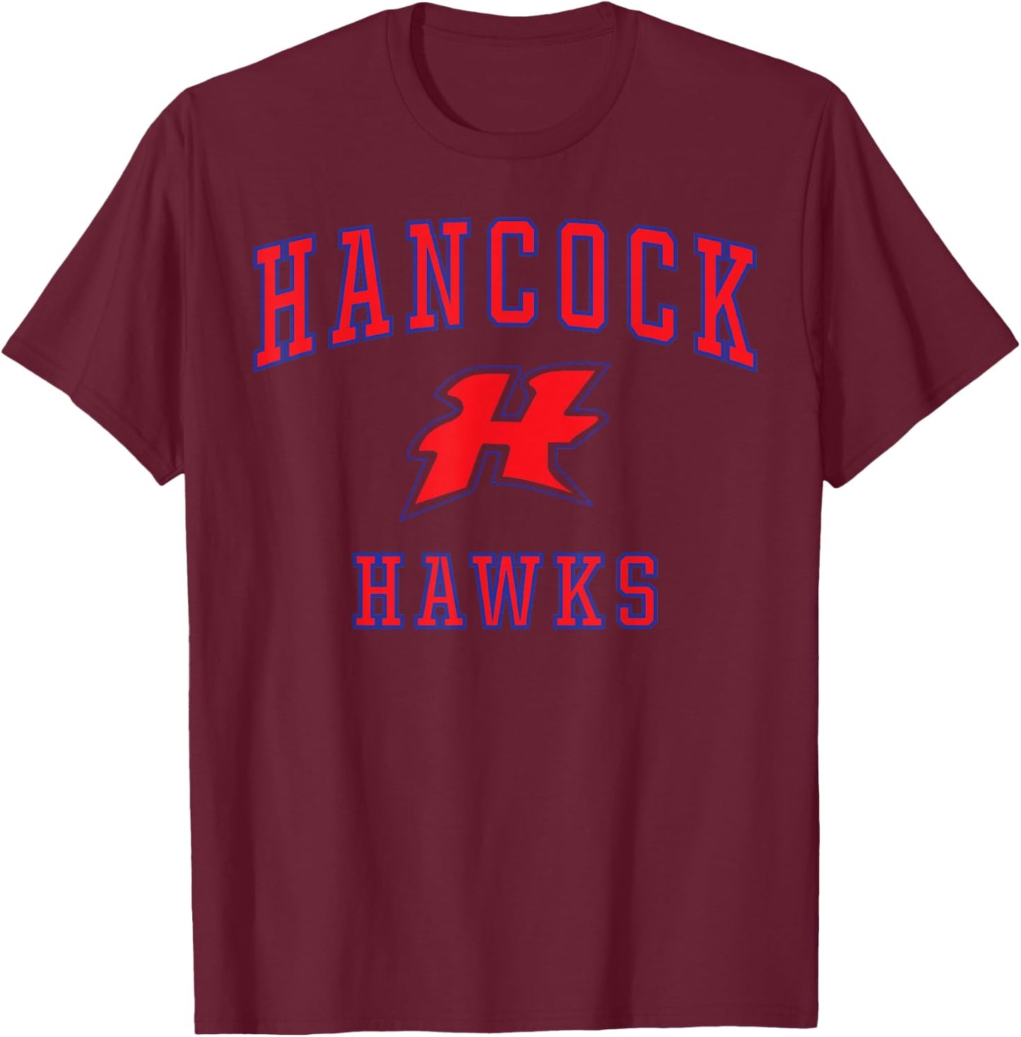 Hancock High School Hawks C1 T-Shirt - T-Shirt | Maroon