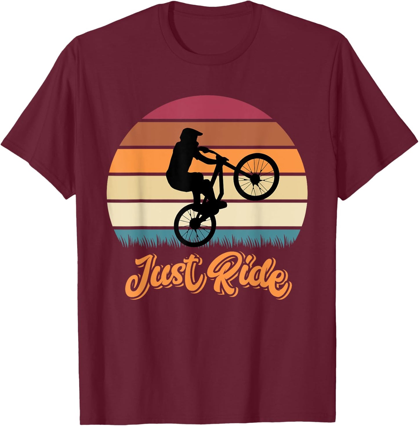 Just Ride MTB Mountain Bike Gifts For Mountain Biking T-Shirt - T-Shirt | Maroon