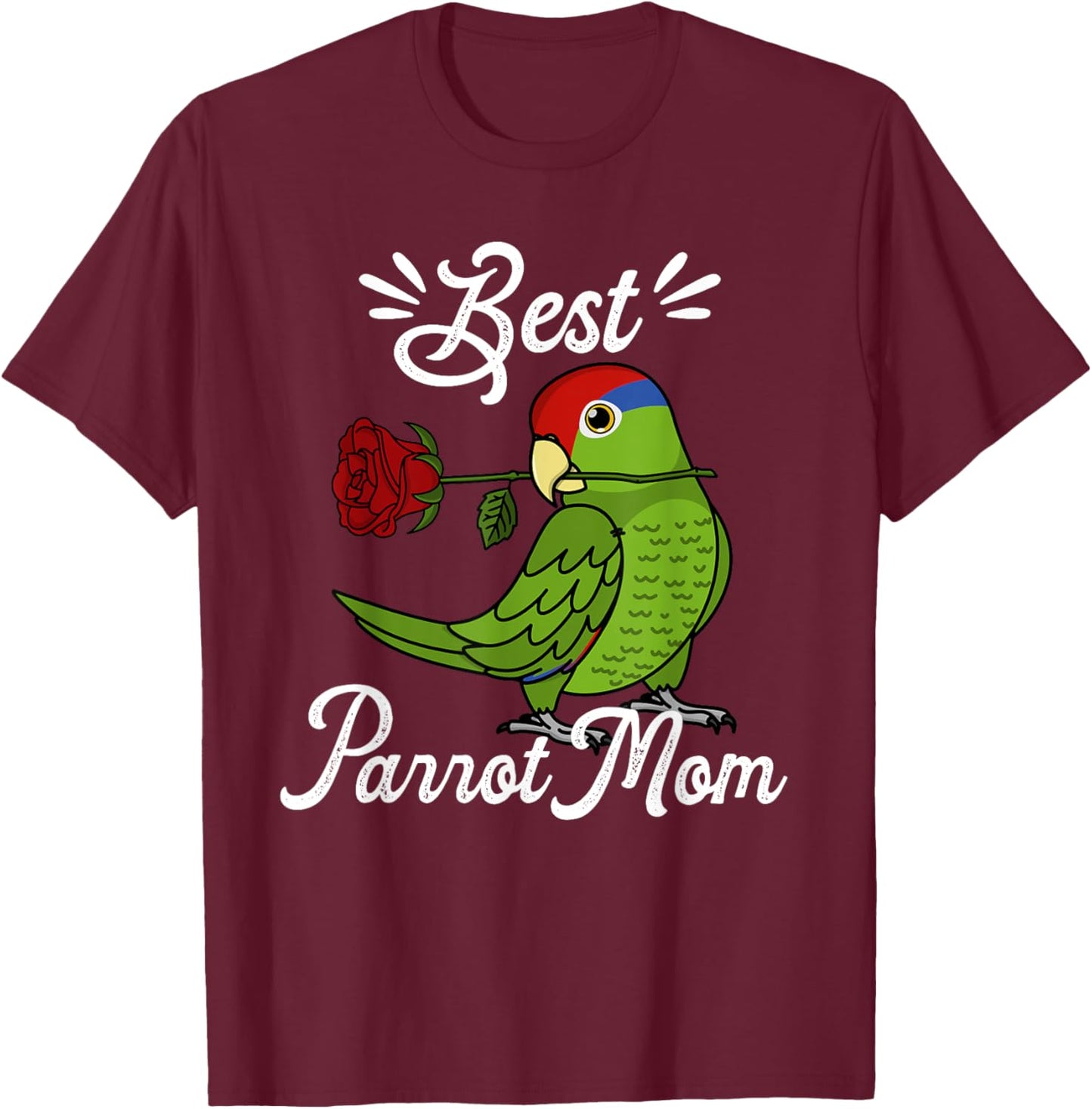 Best Parrot Mom I Mexican Red-headed Amazon T-Shirt - T-Shirt | Maroon
