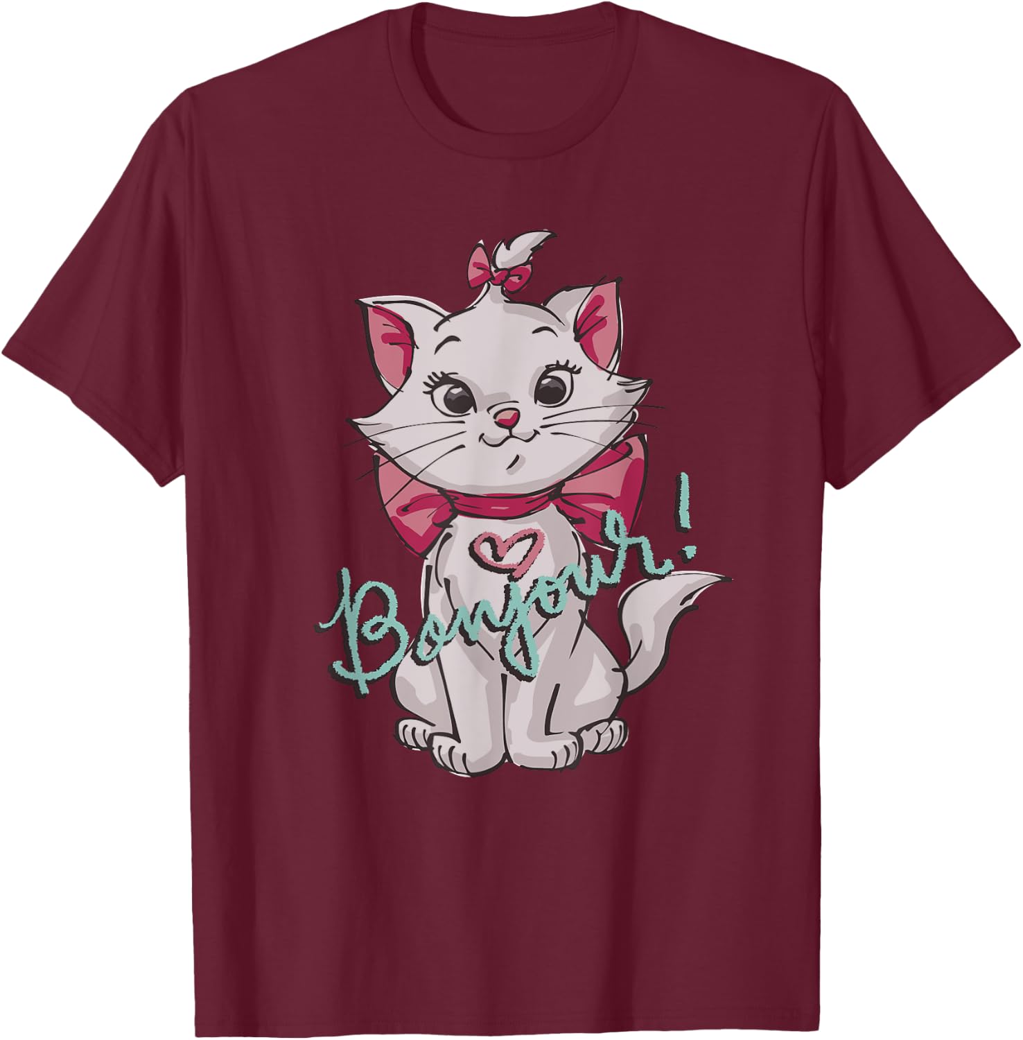 Disney Aristocats Marie Bonjour T-Shirt - T-Shirt | Maroon