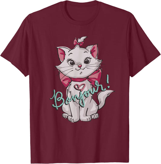 Disney Aristocats Marie Bonjour T-Shirt - T-Shirt | Maroon