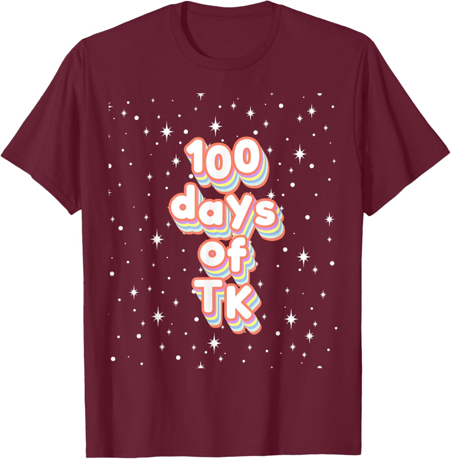 100th Day of School TK Cute 100 Days TK Midcentury Vintage T-Shirt - T-Shirt | Maroon