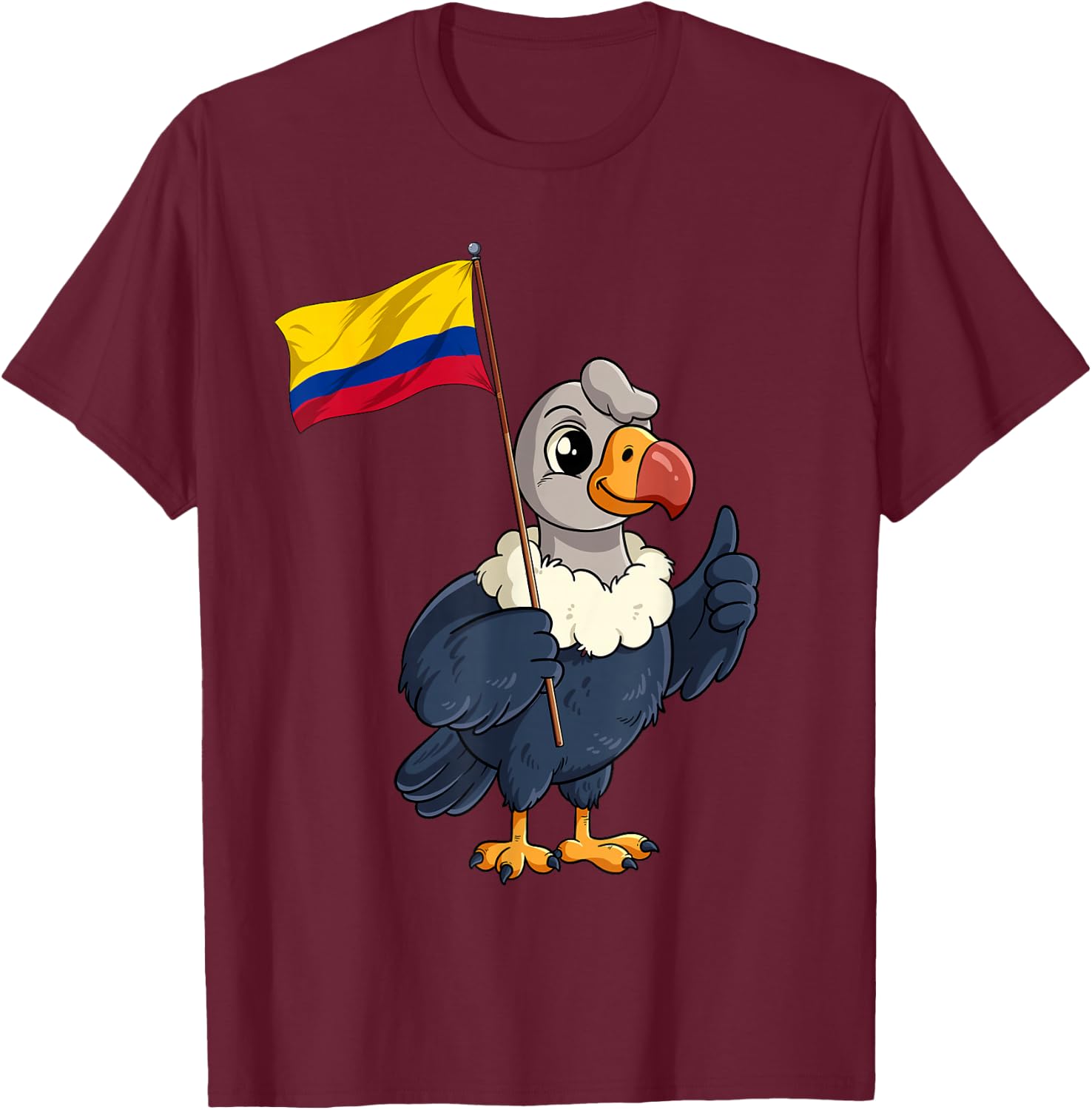 Andean Condor Colombia Flag T-Shirt - T-Shirt | Maroon