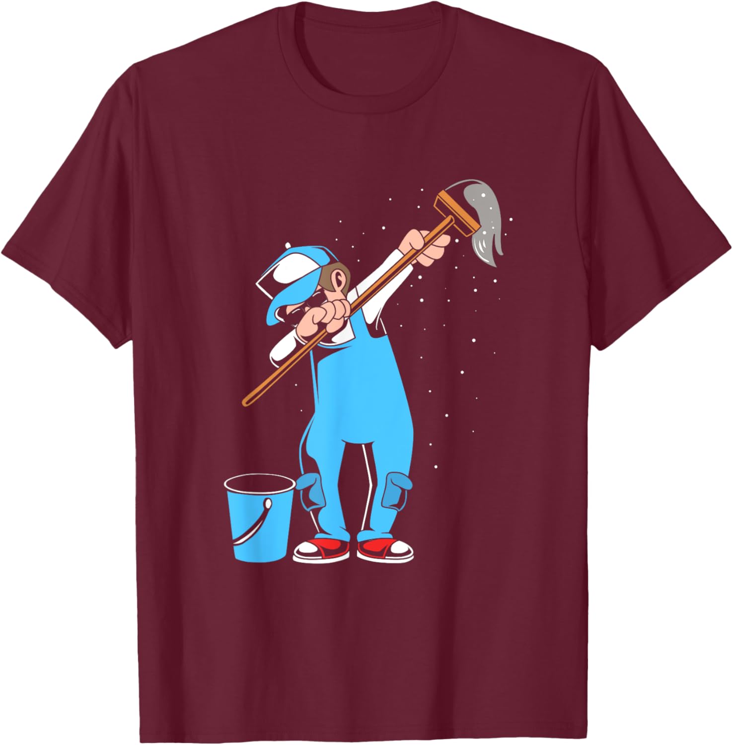 Funny School Custodian Janitor Dabbing T-Shirt - T-Shirt | Maroon
