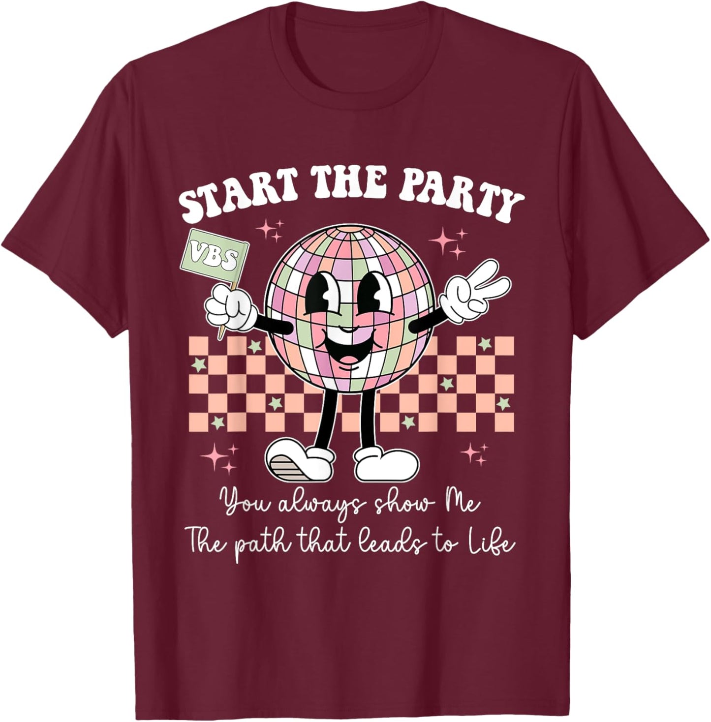 Groovy Disco Start Party VBS Vacation Bible School 2024 T-Shirt - T-Shirt | Maroon