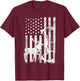Vintage American Flag Elk Hunting Funny USA Bow Hunters Gift Men T-Shirt - T-Shirt | Maroon