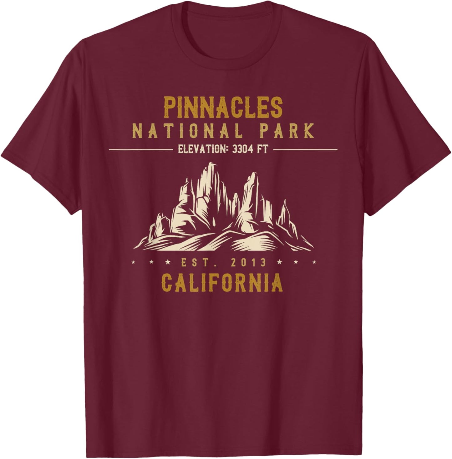 US National Parks - California - Pinnacles National Park T-Shirt - T-Shirt | Maroon