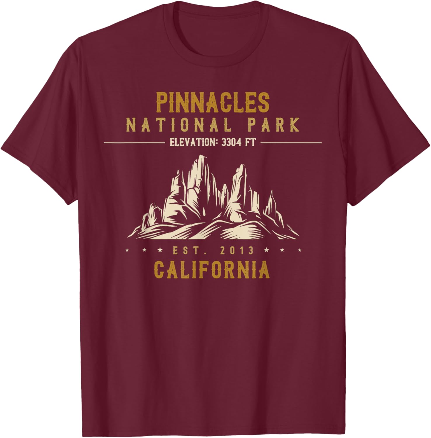 US National Parks - California - Pinnacles National Park T-Shirt - T-Shirt | Maroon