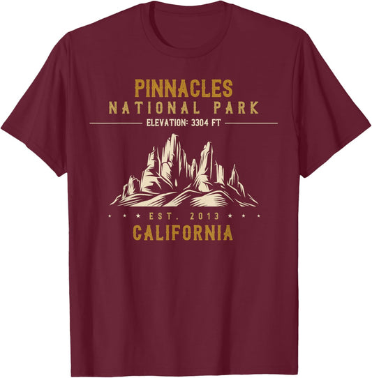 US National Parks - California - Pinnacles National Park T-Shirt - T-Shirt | Maroon