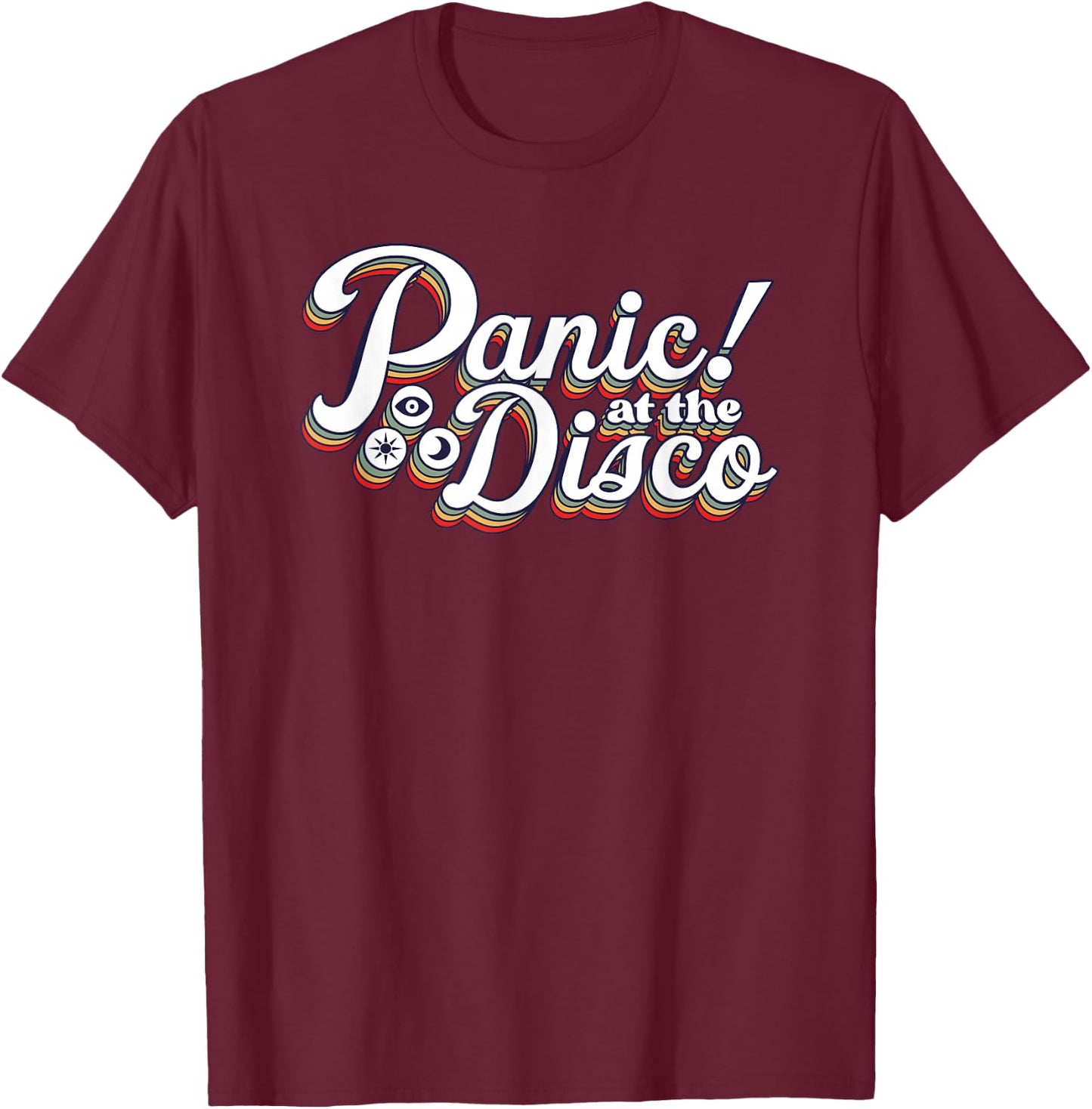 Panic! at The Disco - Rainbow Logo T-Shirt - T-Shirt | Maroon