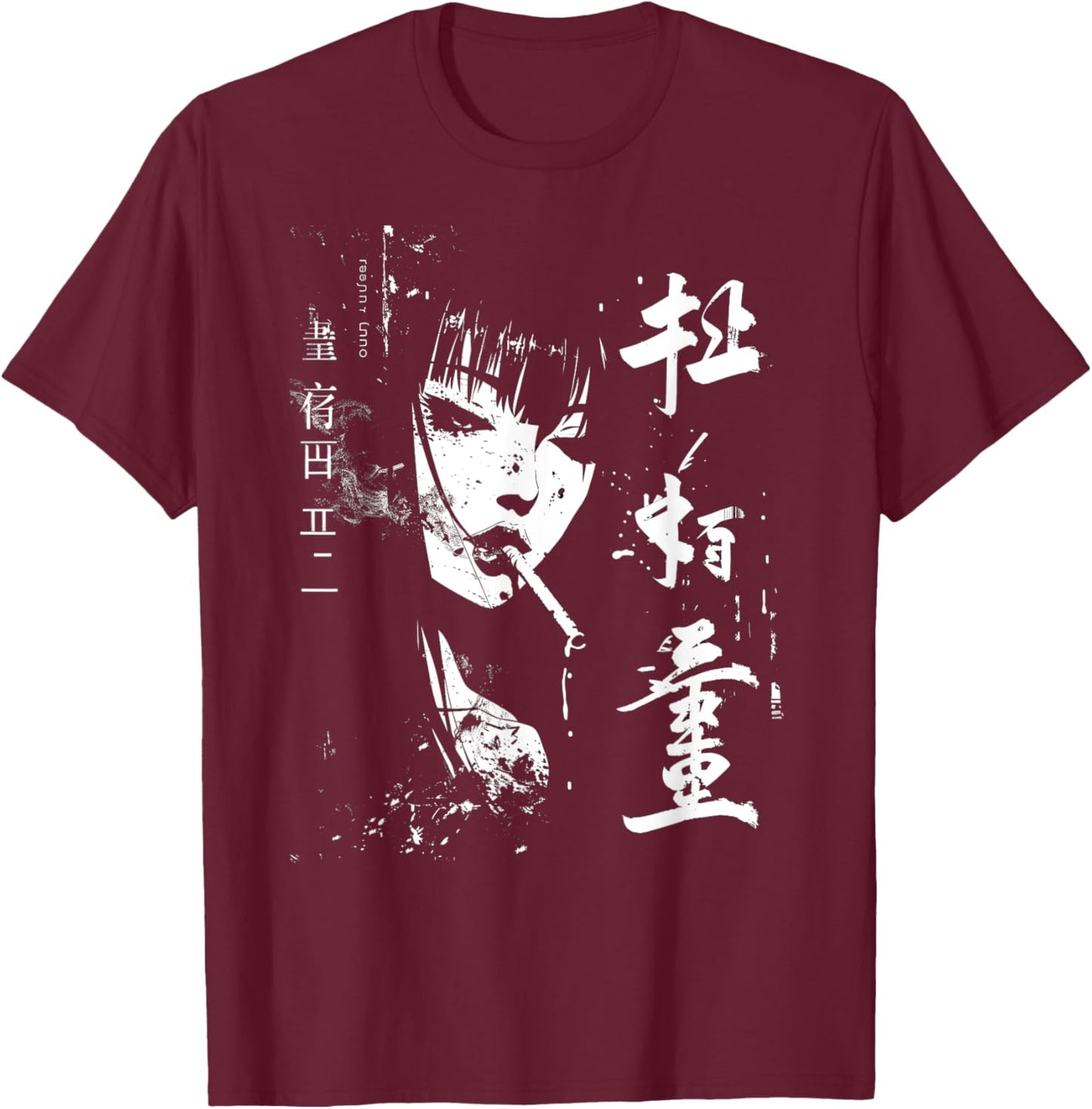 The Otaku Fan Co. Waifu Anime Horror Girl Aesthetic , Small, Black T-Shirt - T-Shirt | Maroon