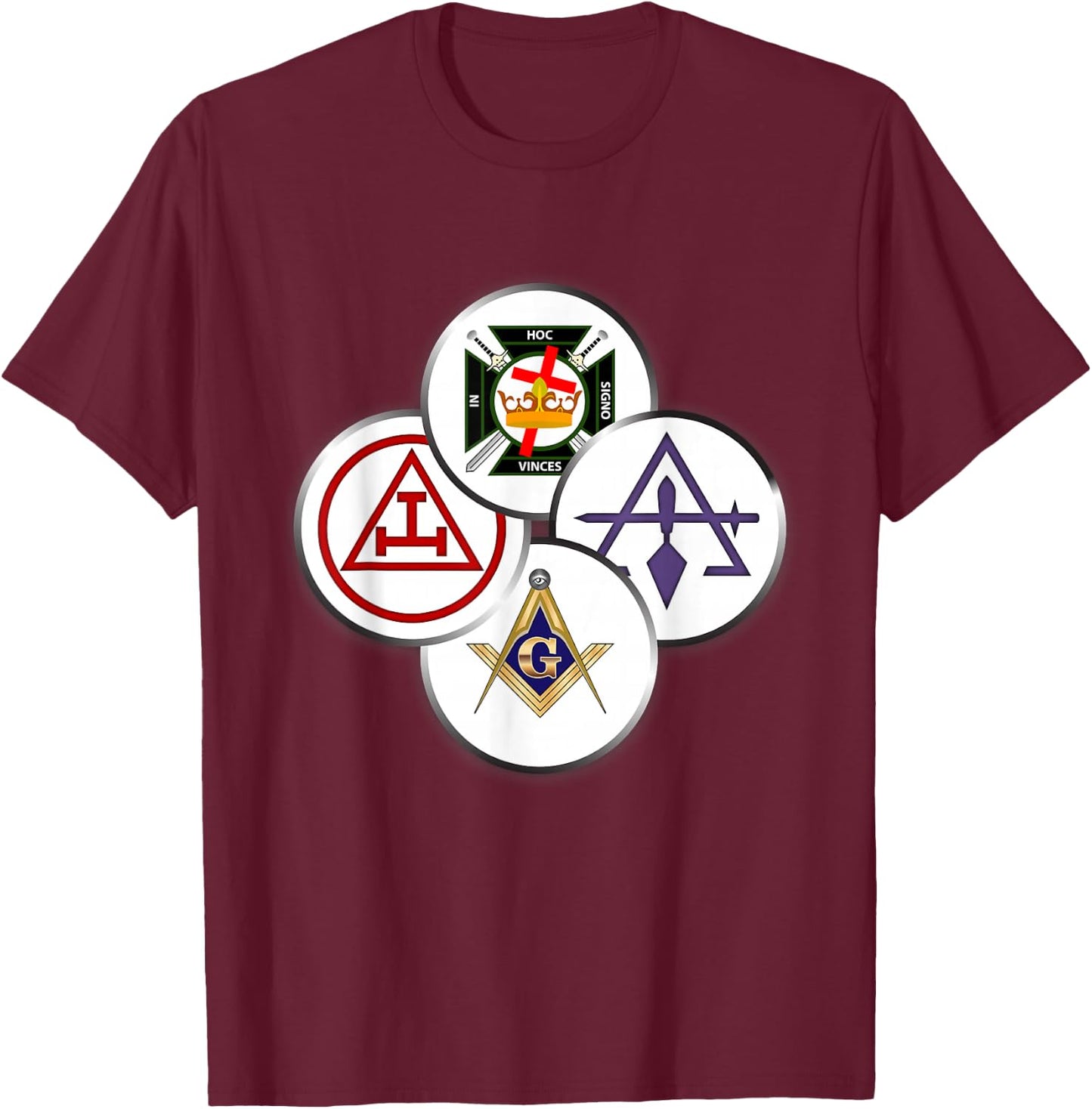 York Rite Mason Circles Masonic T-Shirt - T-Shirt | Maroon
