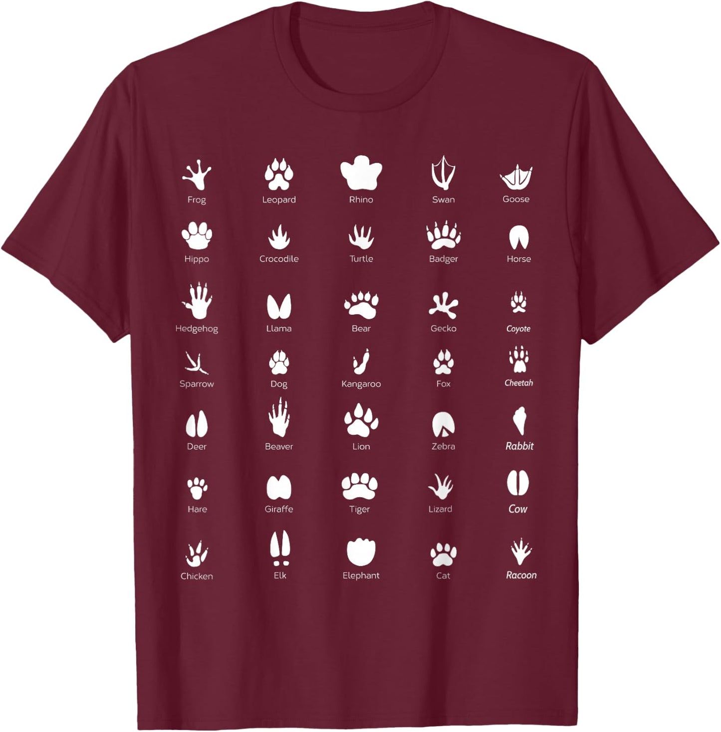 Wildlife Animals Footprints - Biologist T-Shirt - T-Shirt | Maroon