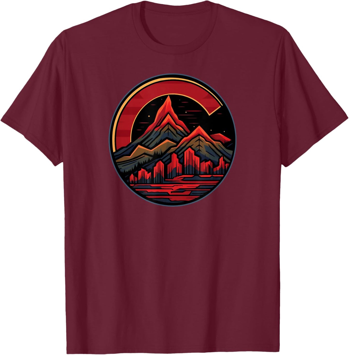 Red Rocks Amphitheater - Colorado State Flag T-Shirt - T-Shirt | Maroon