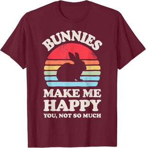 Bunnies Make Me Happy You Not So Much Bunny Rabbit Retro Men T-Shirt - T-Shirt | Maroon