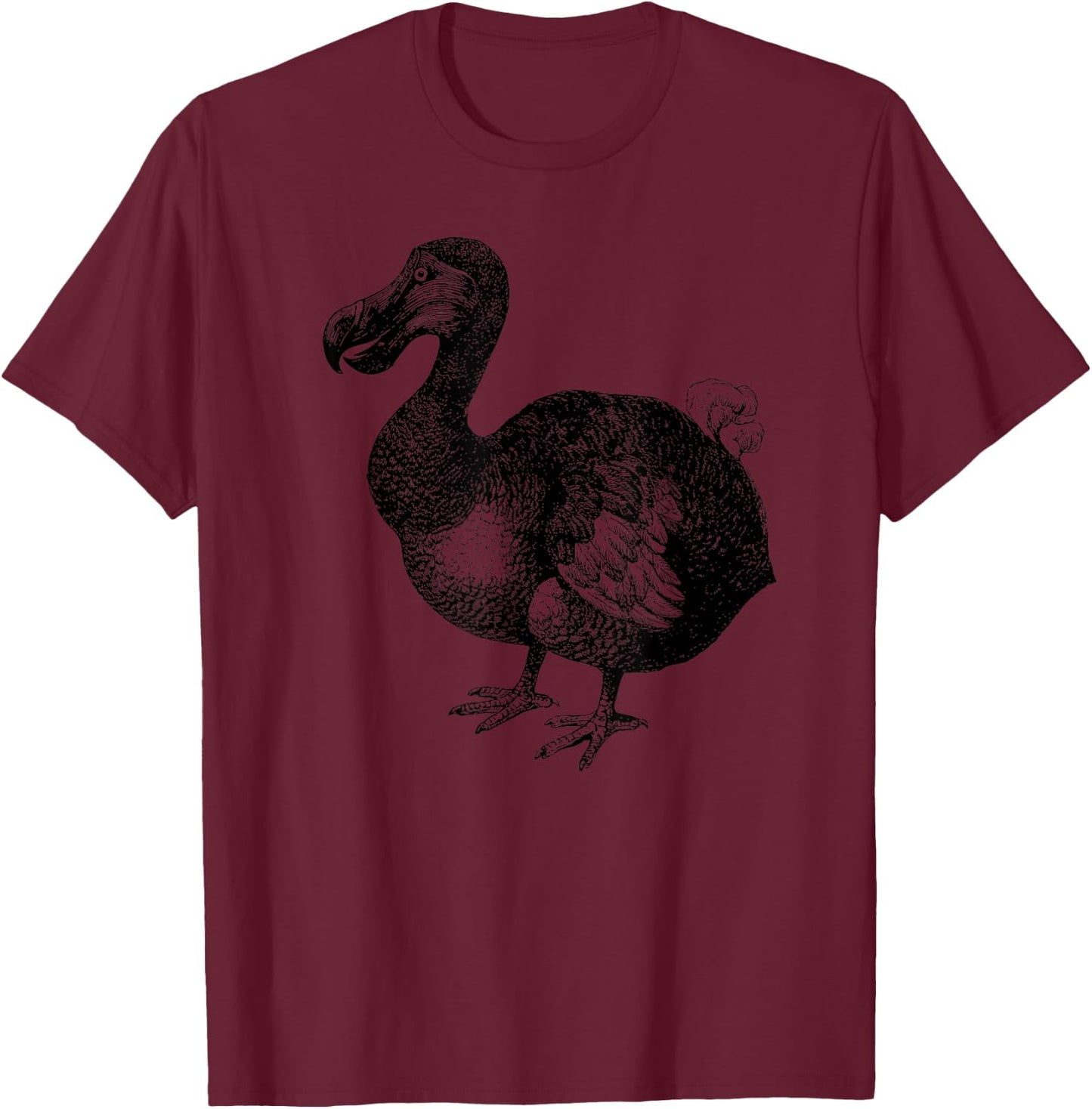 Dodo Bird Bird Ornithology Black Line Drawing Shirt T-Shirt - T-Shirt | Maroon
