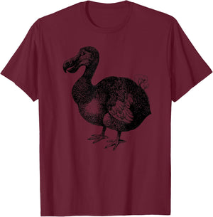 Dodo Bird Bird Ornithology Black Line Drawing Shirt T-Shirt - T-Shirt | Maroon