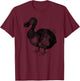 Dodo Bird Bird Ornithology Black Line Drawing Shirt T-Shirt - T-Shirt | Maroon