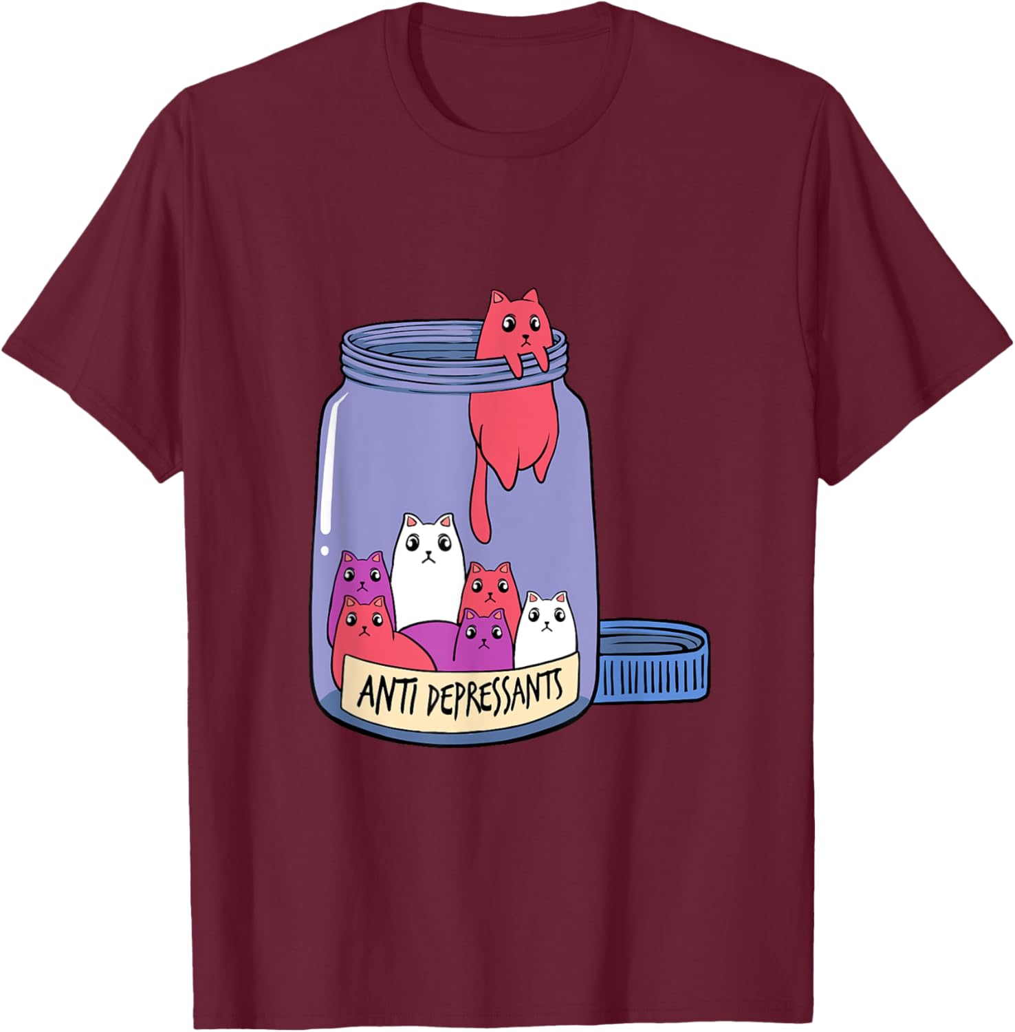 Cat Antidepressant Mental Health Kitten Doctor Pet Owner T-Shirt - T-Shirt | Maroon