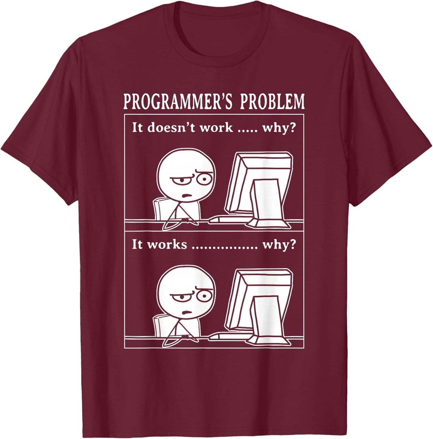 Programmer Funny Problem It Works Computer Science Nerd T-Shirt - T-Shirt | Maroon