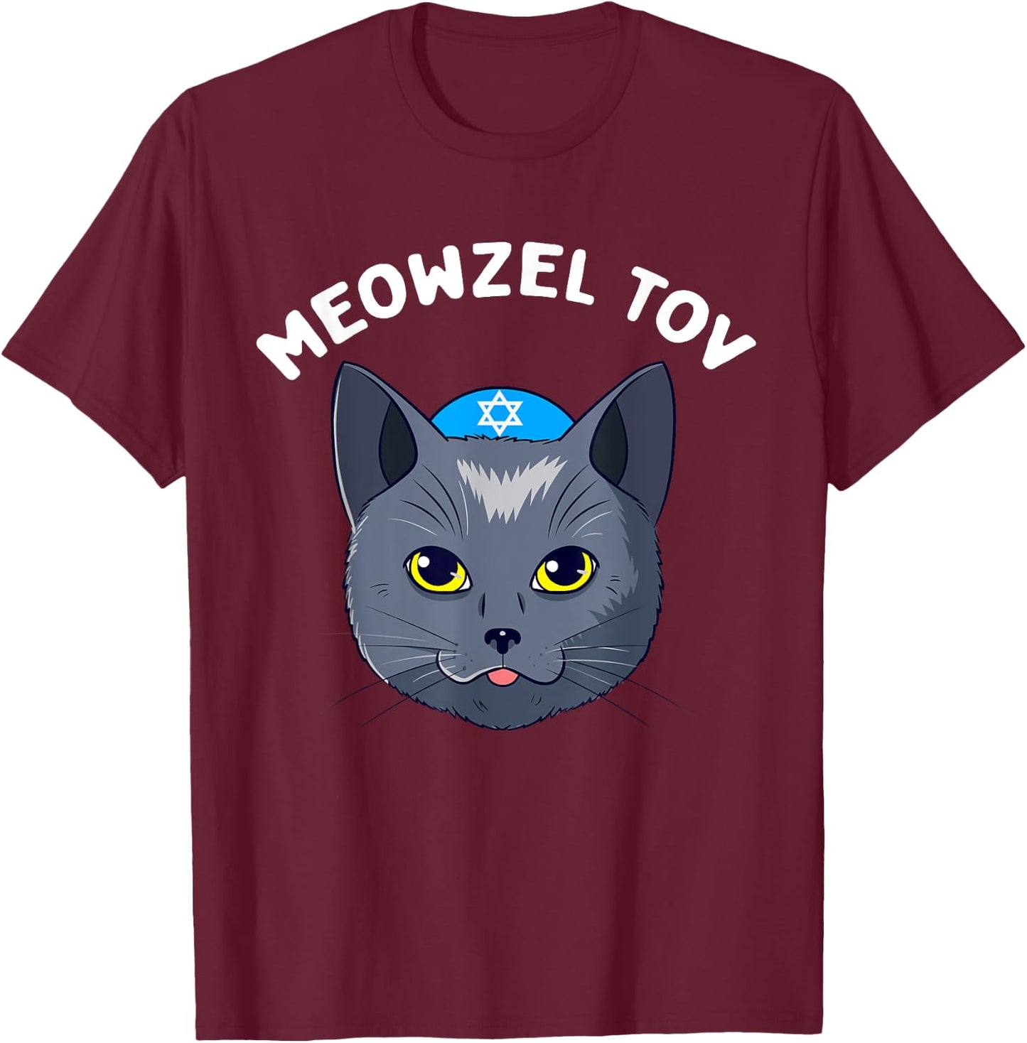 Meowzel Tov Hanukkah Cat Chanukah Funny Jewish Xmas Gift Women Kids T-Shirt - T-Shirt | Maroon