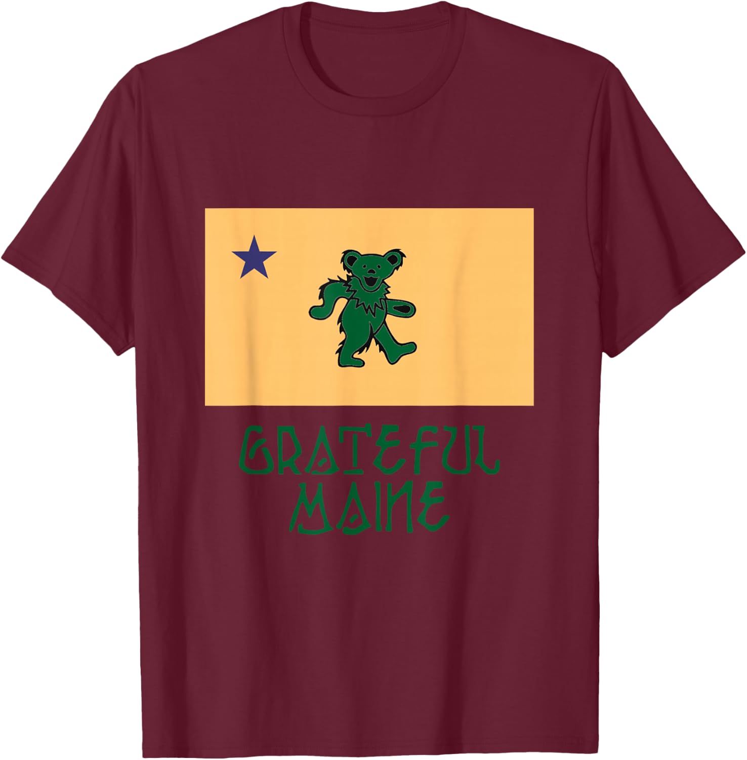 Grateful Maine 1901 Flag T-Shirt - T-Shirt | Maroon