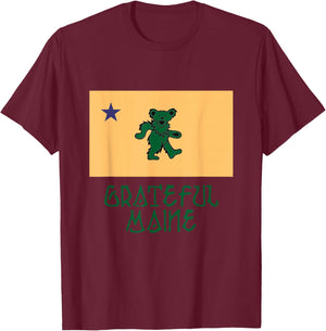 Grateful Maine 1901 Flag T-Shirt - T-Shirt | Maroon