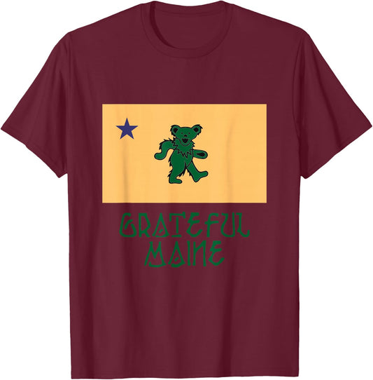 Grateful Maine 1901 Flag T-Shirt - T-Shirt | Maroon