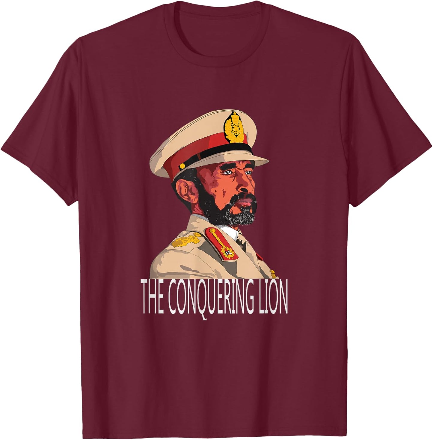 Haile Selassie Portrait T-Shirt - T-Shirt | Maroon